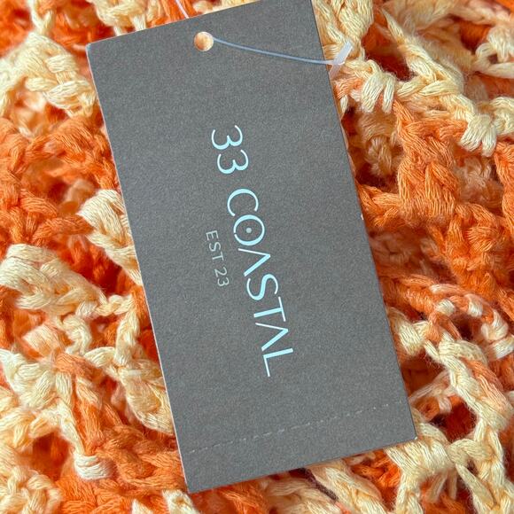 Orange Crochet Wide Long Sleeves Sweater NWT Whimsy Twee Fairy Coastal Grandma M - Picture 6 of 8